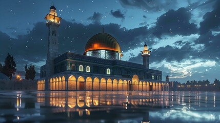 Beautiful Al-Aqsa Mosque in Jerusalem, Palestine.