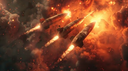 3D Realistic Space Rocket with Smoke