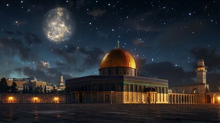Beautiful Al-Aqsa Mosque in Jerusalem, Palestine.