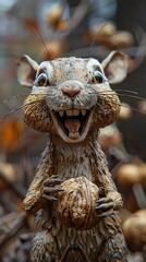 Obraz premium Cute Squirrel Holding a Nut - Wildlife Photography