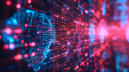 Obraz premium concept technology background,Machine learning, Data exchange, Deep learning