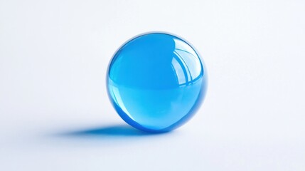 Single blue plastic sphere on a plain white background, with soft shadow for a simple, vibrant look