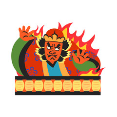 ねぶた（ねぷた）。フラットなベクターイラスト。
Nebuta (neputa). Flat vector illustration.