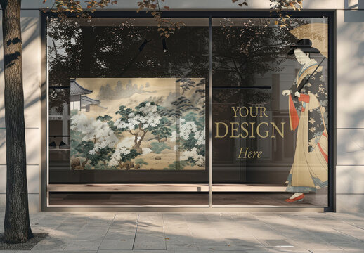 Storefront Glass Window Mockup With Generative AI
