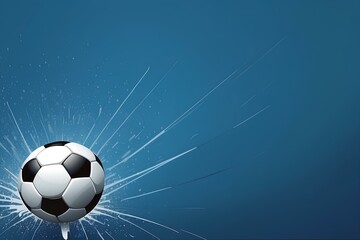 soccer ball with dynamic glowing streaks and shattered effects, ideal for sports themes