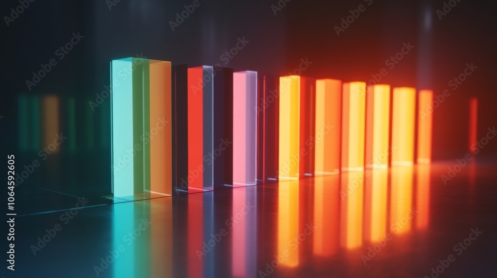 Poster colorful rectangles with light reflection on surface