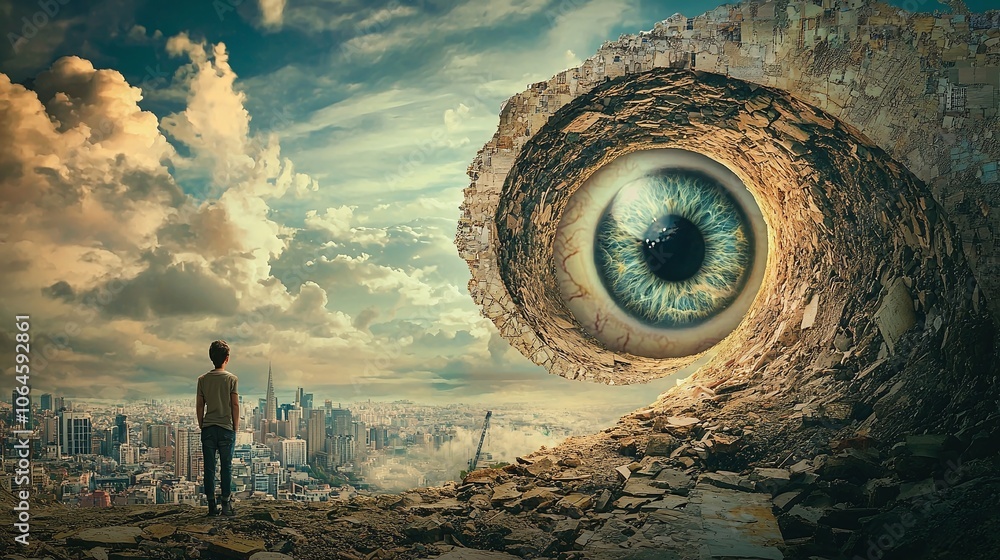 Poster Explore the intersection of business mindset and vision in a dynamic adaptability scene with surreal imagery