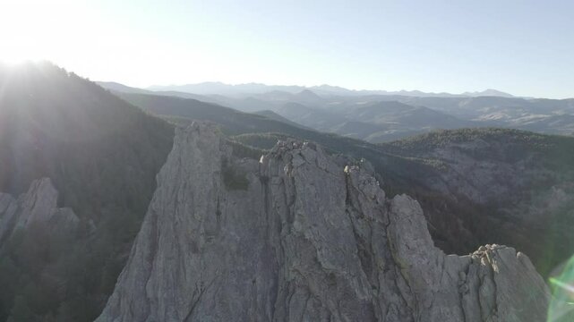 Climber traversing flatiron in the rockies 4k drone footage Dlog 10 Bit ungraded