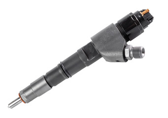 New fuel injector on white background close up