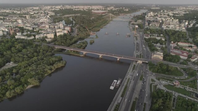 Sunset river with greenery 4k drone footage Dlog 10 Bit ungraded