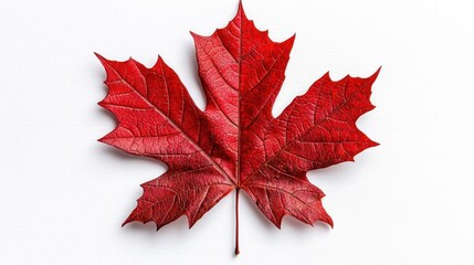 A photostock of an autumn maple leaf on a white background, isolated and vibrant.