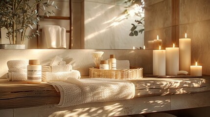 Spa-like Bathroom with Sunlight and Candles