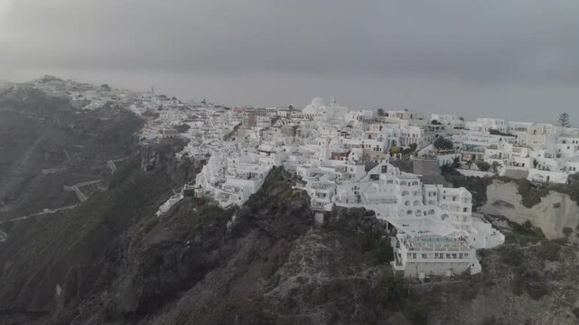 Cloudy orbit above Santorini 4k drone footage Dlog 10 Bit ungraded