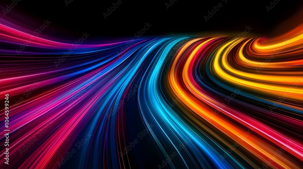 Aufkleber the image contains a colorful abstract design of curved lines that blend together, with the colors o