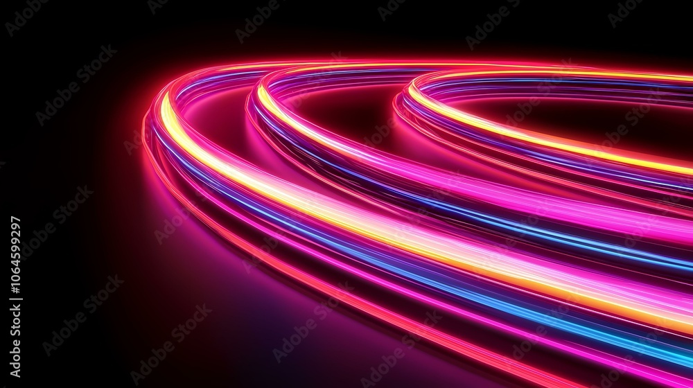 Aufkleber the image is a vibrant abstract background featuring a series of colorful neon lines that curve and 