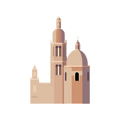 Vector church isolated graphic. Christian chapel with tower image, logo, icon. Simple and with no people