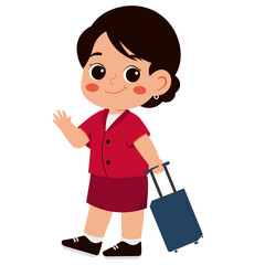 Cute Girl Flight Attendant Profession Illustration