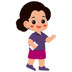 Cute Girl School Teacher Profession Illustration