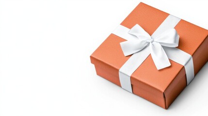 Obraz premium A photostock of a bright red gift box with a ribbon on a white background, festive and isolated.