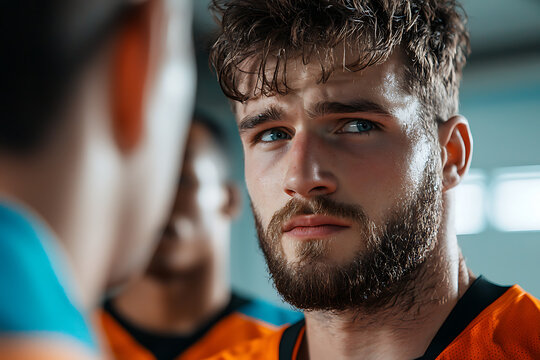 Football team strategizes for victory in locker room session