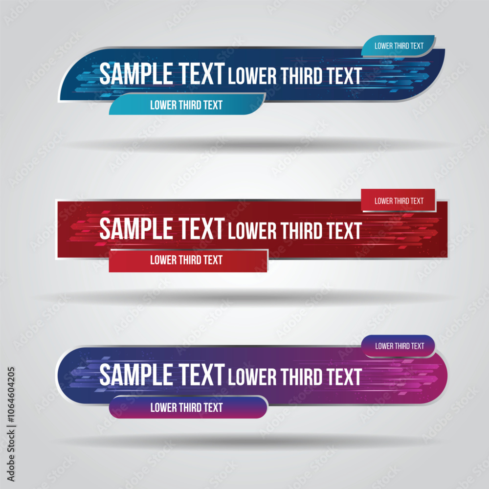 Poster lower third white and colorful design template modern contemporary. set of banners bar screen broadc