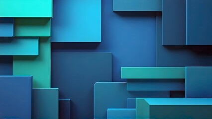 Abstract 3D Cubes Background: Blue, Geometric, Layered