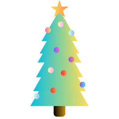 pastel christmas tree in winter festive with colorful light bulb