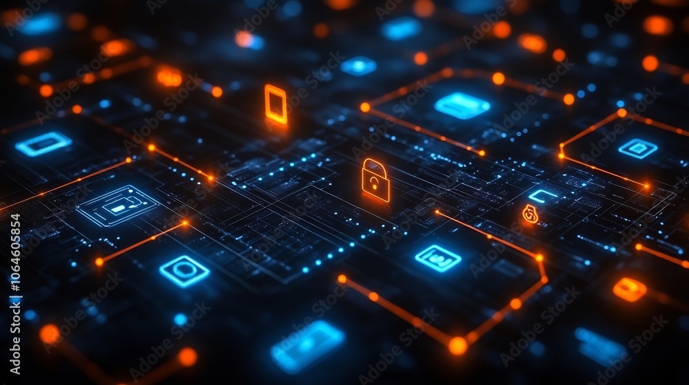 Aufkleber colorful infographic securing personal devices with icons for privacy wifi security and software upd