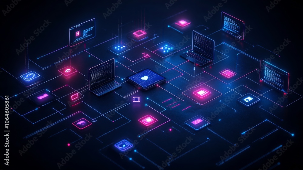 Aufkleber colorful infographic securing personal devices with icons for privacy wifi security and software upd