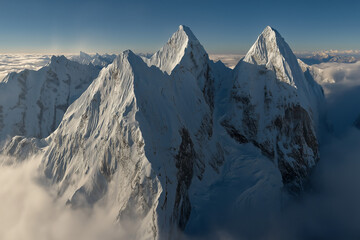 Panoramic View of Mount Ama Dablam in the Himalayas Under Clear Skies