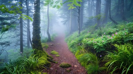 Obraz premium Misty Forest Path