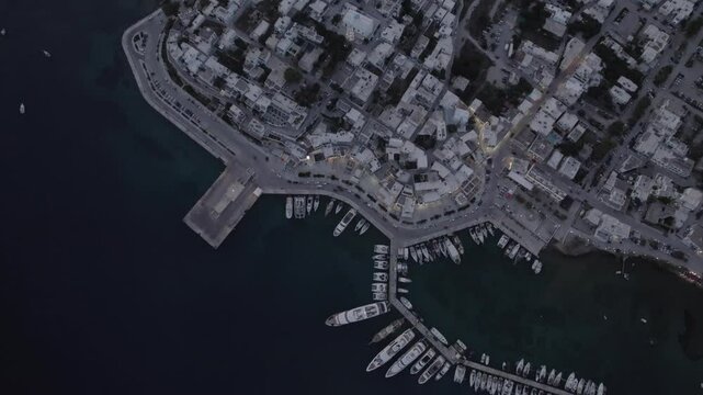 Top down view of harbor 4k drone footage Dlog 10 Bit ungraded