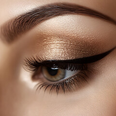 Elegant Close Up of Brown Eye with Glam Makeup Artistry and Flawless Complexion
