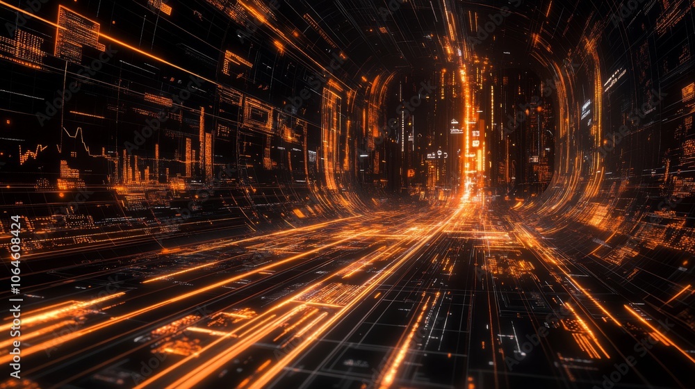Aufkleber futuristic data stream in digital space