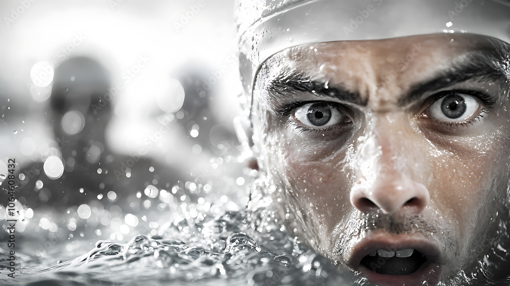 Poster swimmers showcase intense focus in synchronized relay race