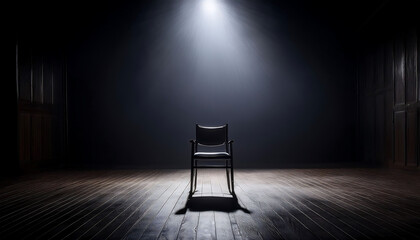 Spotlight Focus on Empty Chair in Dimly Lit Room