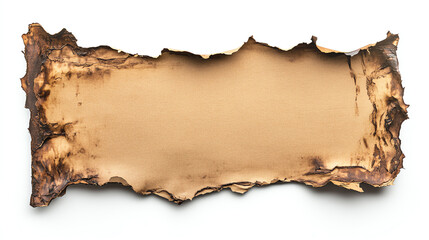 Burnt edge cardboard frame on white