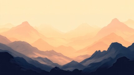 Obraz premium Serene mountain landscape with soft gradients.