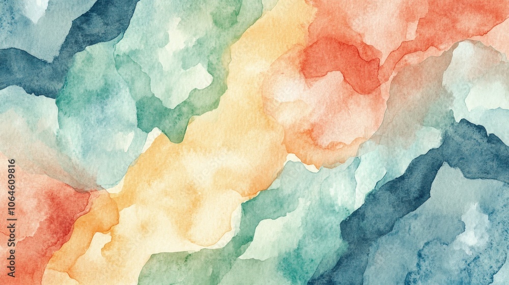 Poster abstract watercolor pattern with soft colors and fluid shapes for artistic use.