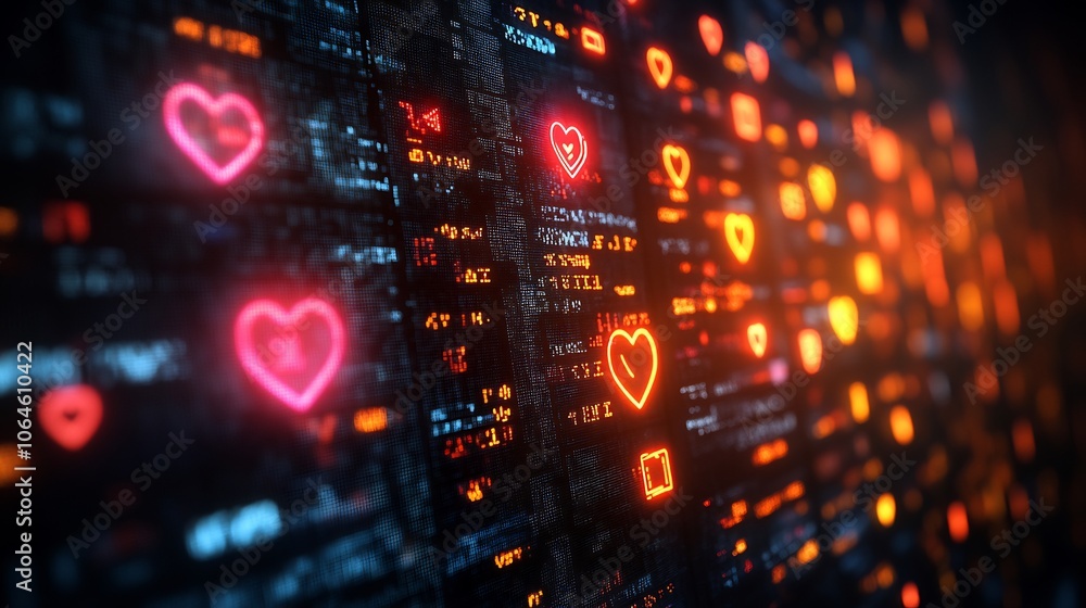Poster social media data streams secured digital shields with glowing icons for likes shares and messages i
