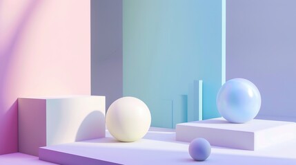 Creative Geometry Architecture Space 3D Rendering Background - an imaginative and dynamic visual. The geometric architecture creates a striking and innovative environment.