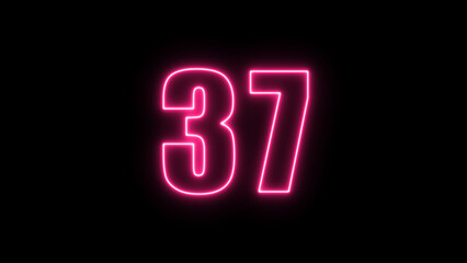 Neon number  with alpha channel, the best digital symbol, 3d render, Education concept.Glowing Alphabet Letter of neon number