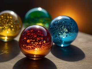background gradient picture with colored crystal glass balls AI generated