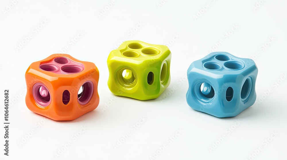 Poster colorful rainbow building blocks arranged on a table for creative play generative ai