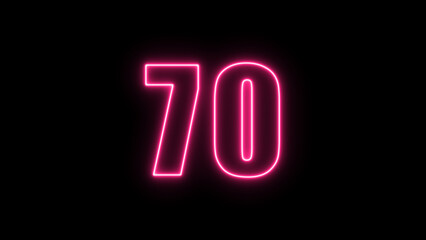 Neon number  with alpha channel, the best digital symbol, 3d render, Education concept.Glowing Alphabet Letter of neon number