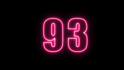 Neon number  with alpha channel, the best digital symbol, 3d render, Education concept.Glowing Alphabet Letter of neon number