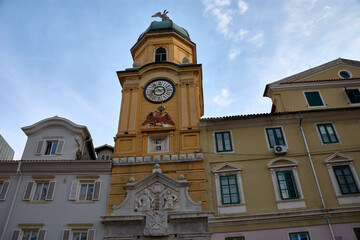 Fototapeta premium Clock Tower on Korzo Street, Rijeka’s iconic landmark, Croatia