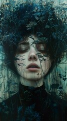 Dreamy Portrait of a Woman Surrounded by Flowers