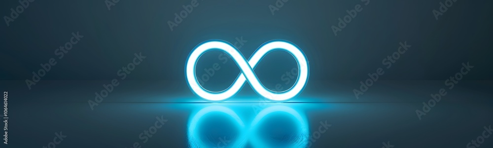 Poster neon symbol loop sign light background 3d line abstract infinite glow digital blue shape concept ico
