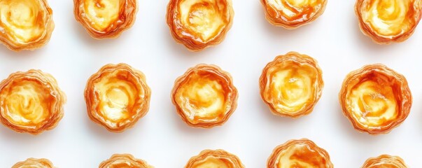 Portuguese Custard Tart on white background,delicious egg tart (Pastel de Nata),Watercolor style illustration,Pastry Hand Drawn watercolor Idea for menu posters, postcards, cooking books.